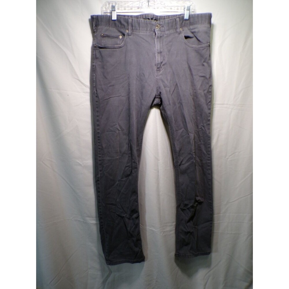 Men's Gray Straight Denim Pants 36x32 Charcoal 5-Pocket Casual Trousers